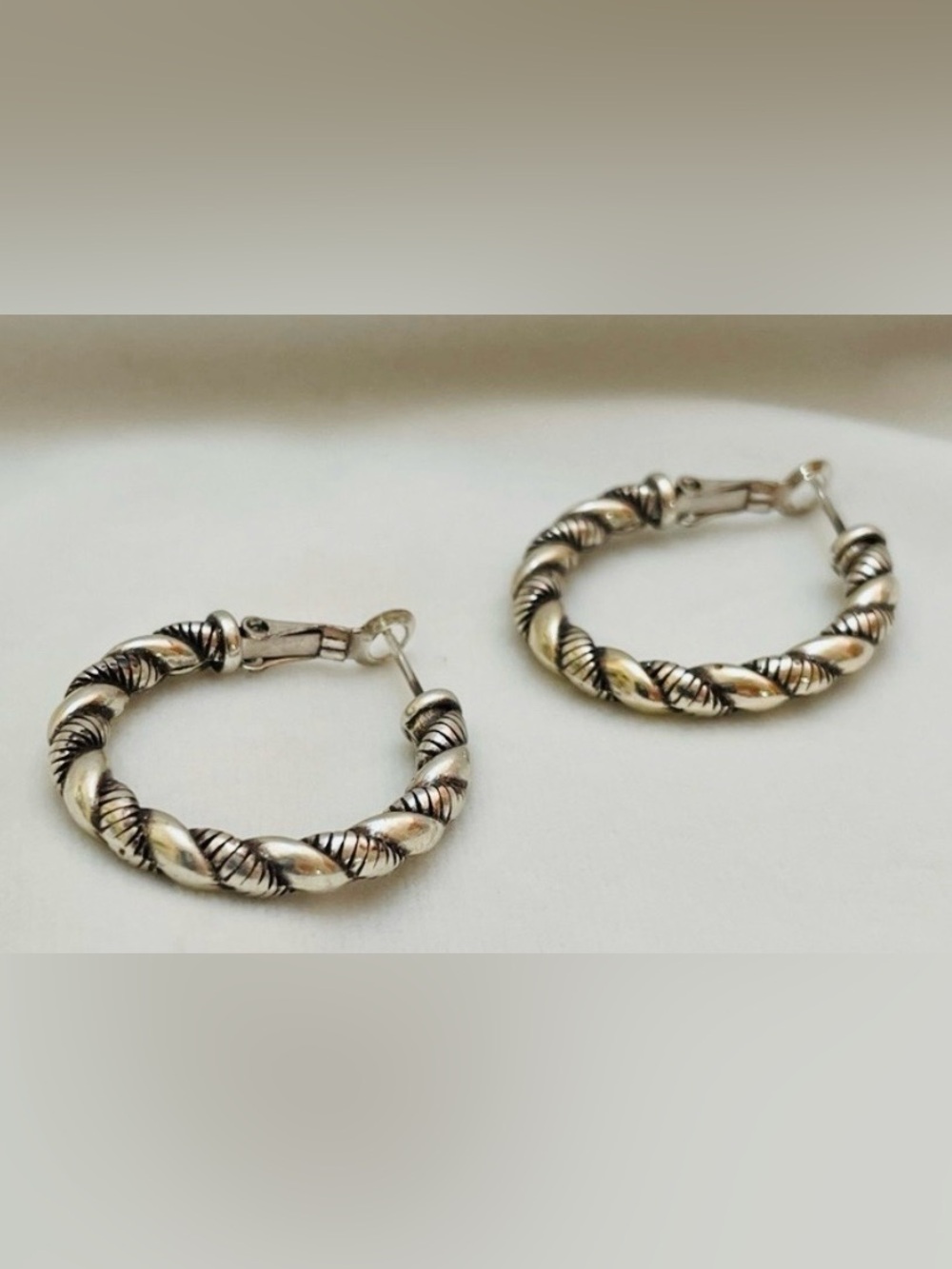 Brighton Silver-Tone Twisted Hoop Earrings